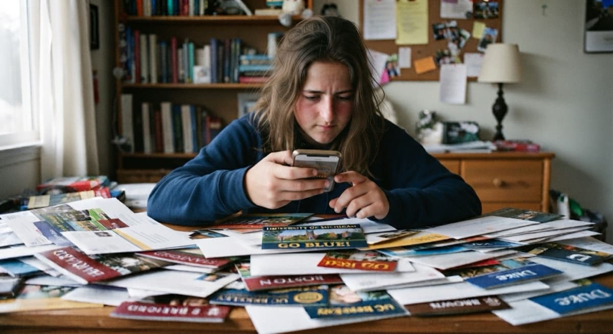 A student scanning a piece of mail with their phone